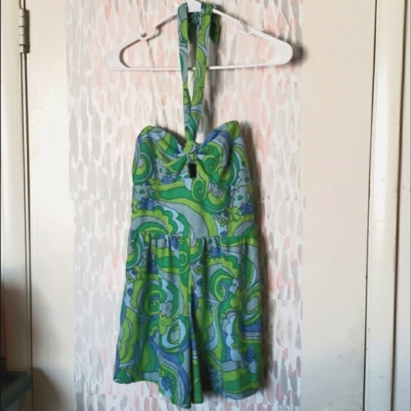 Wild Fable Blue Swirl French Terry Romper w/Adjustable Halter & Strap Options XS - Picture 2 of 11